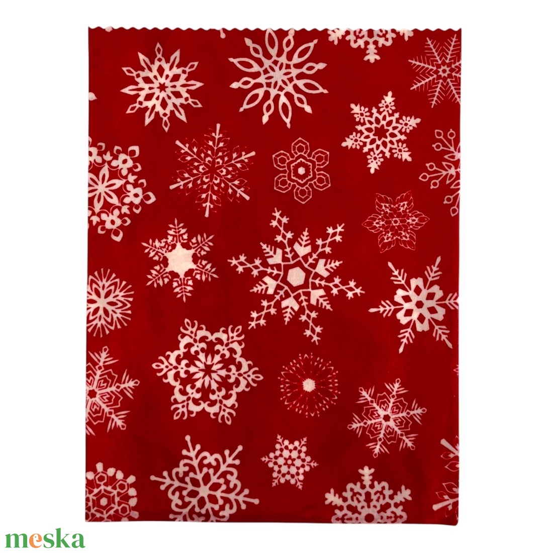 Méhviaszos tasak 3 méretben (Piros-Fehér Hópelyhes) - táska & tok - uzsonna- & ebéd tartó - szendvics csomagoló - Meska.hu