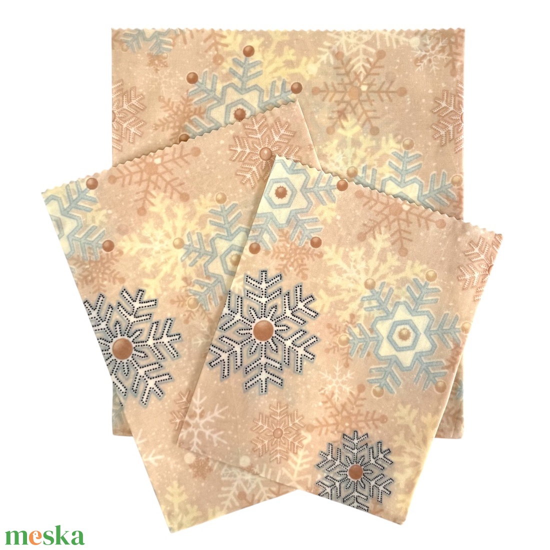 Méhviaszos tasak 3 méretben (Hópelyhes) - táska & tok - uzsonna- & ebéd tartó - szendvics csomagoló - Meska.hu