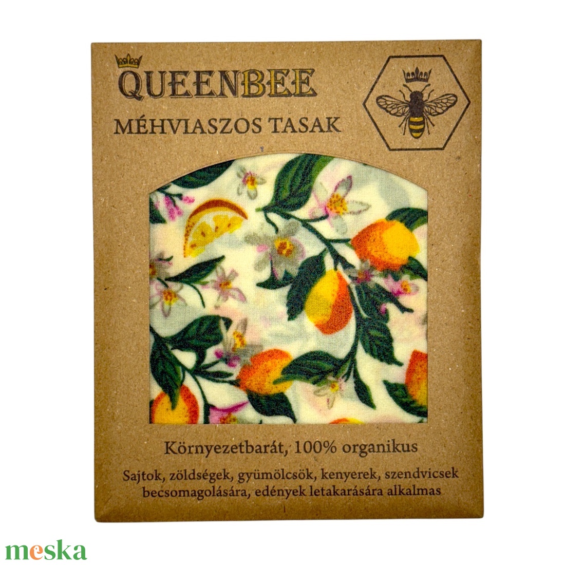 Méhviaszos tasak 3 méretben (Citrom-virágos) - táska & tok - uzsonna- & ebéd tartó - szendvics csomagoló - Meska.hu