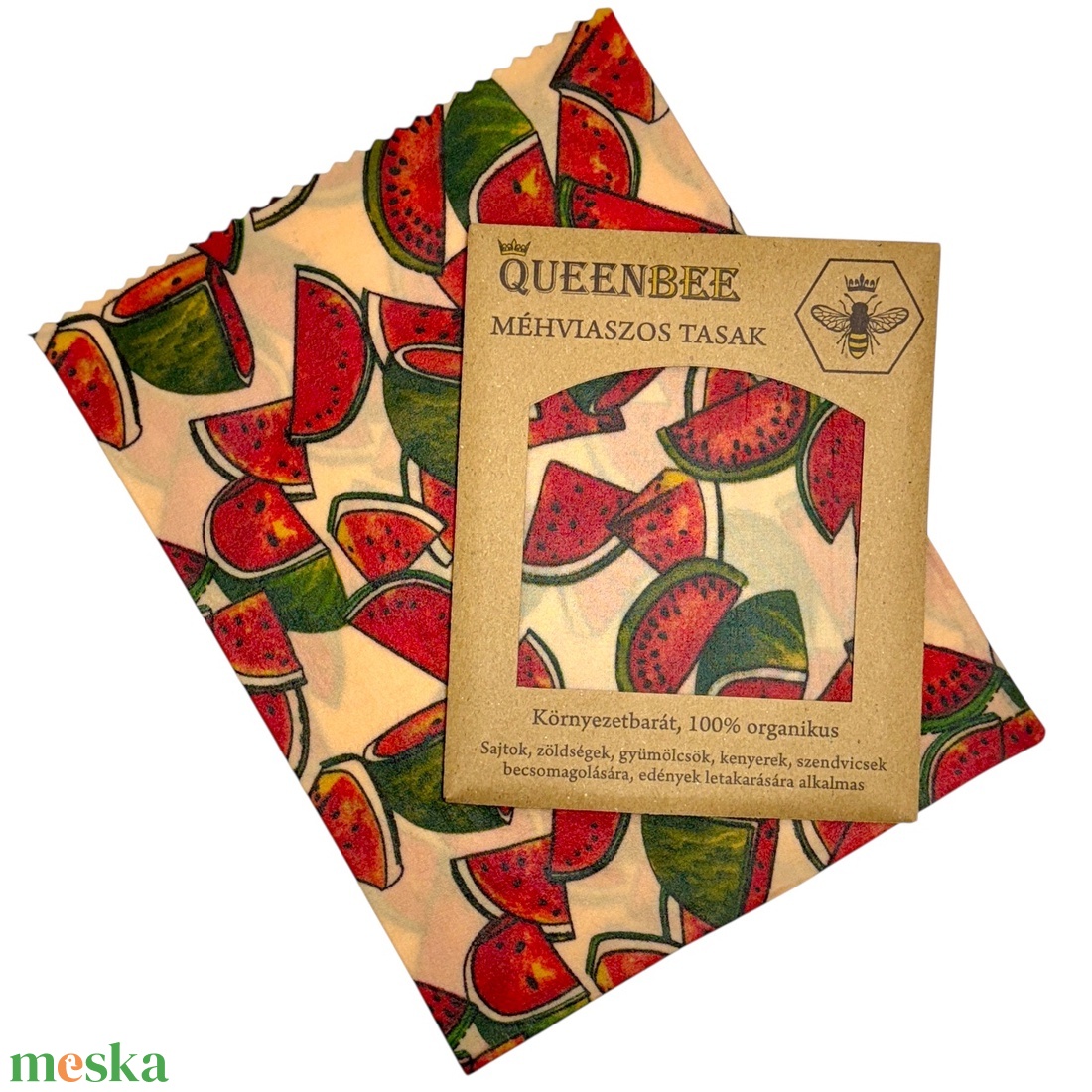 Méhviaszos tasak 3 méretben (Dinnyés) - táska & tok - uzsonna- & ebéd tartó - szendvics csomagoló - Meska.hu