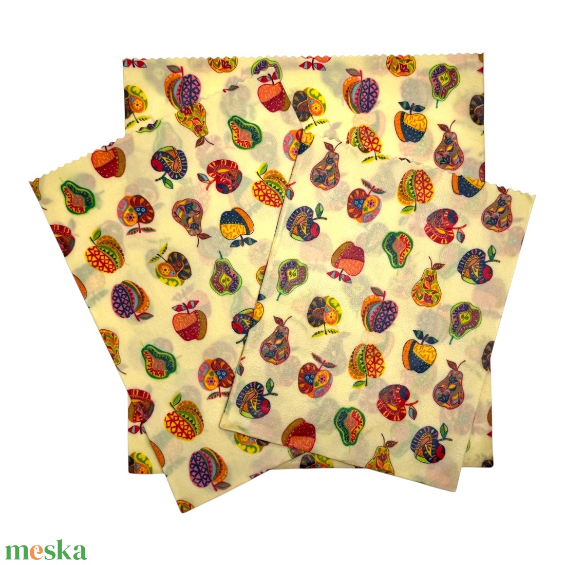 Méhviaszos tasak 3 méretben (Alma-Körte) - táska & tok - uzsonna- & ebéd tartó - szendvics csomagoló - Meska.hu