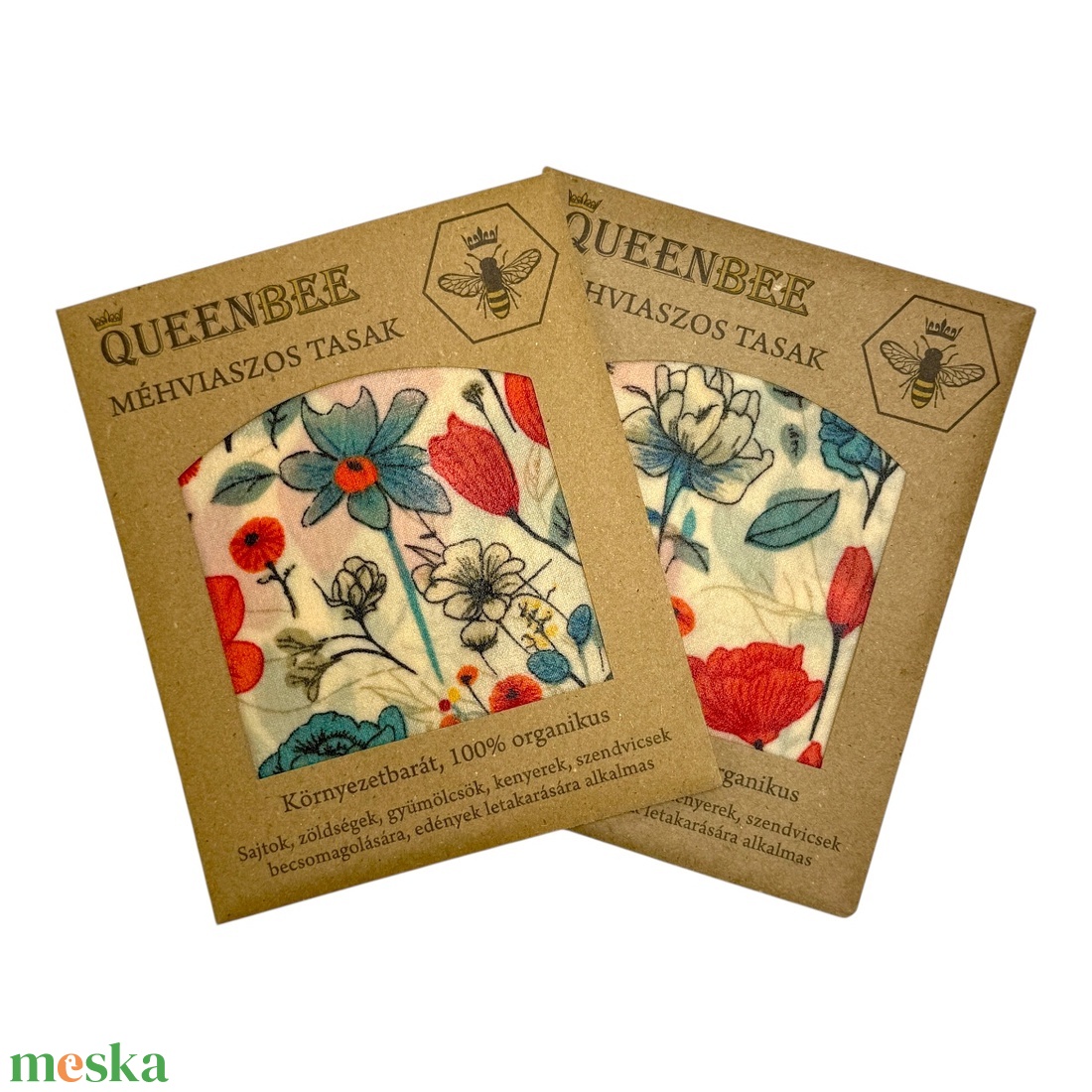 Méhviaszos tasak 3 méretben (Pipacsos) - táska & tok - uzsonna- & ebéd tartó - szendvics csomagoló - Meska.hu