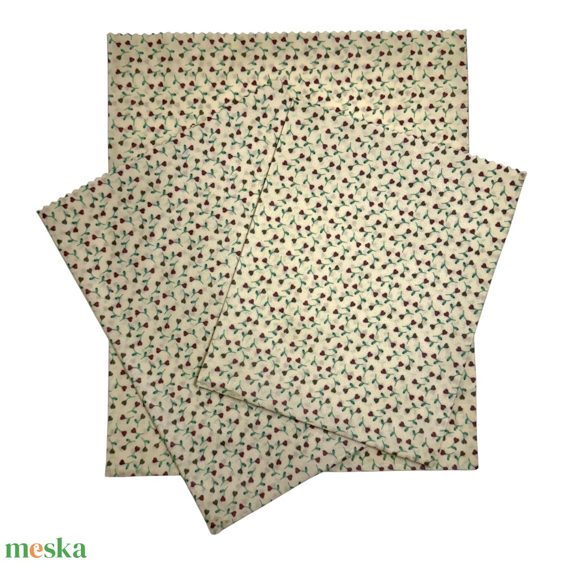 Méhviaszos tasak 3 méretben (Szív-Virág) - táska & tok - uzsonna- & ebéd tartó - szendvics csomagoló - Meska.hu