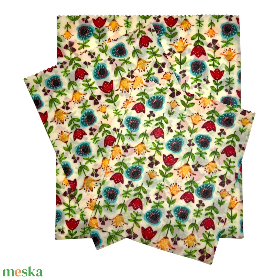 Méhviaszos tasak 3 méretben (Tulipános) - táska & tok - uzsonna- & ebéd tartó - szendvics csomagoló - Meska.hu