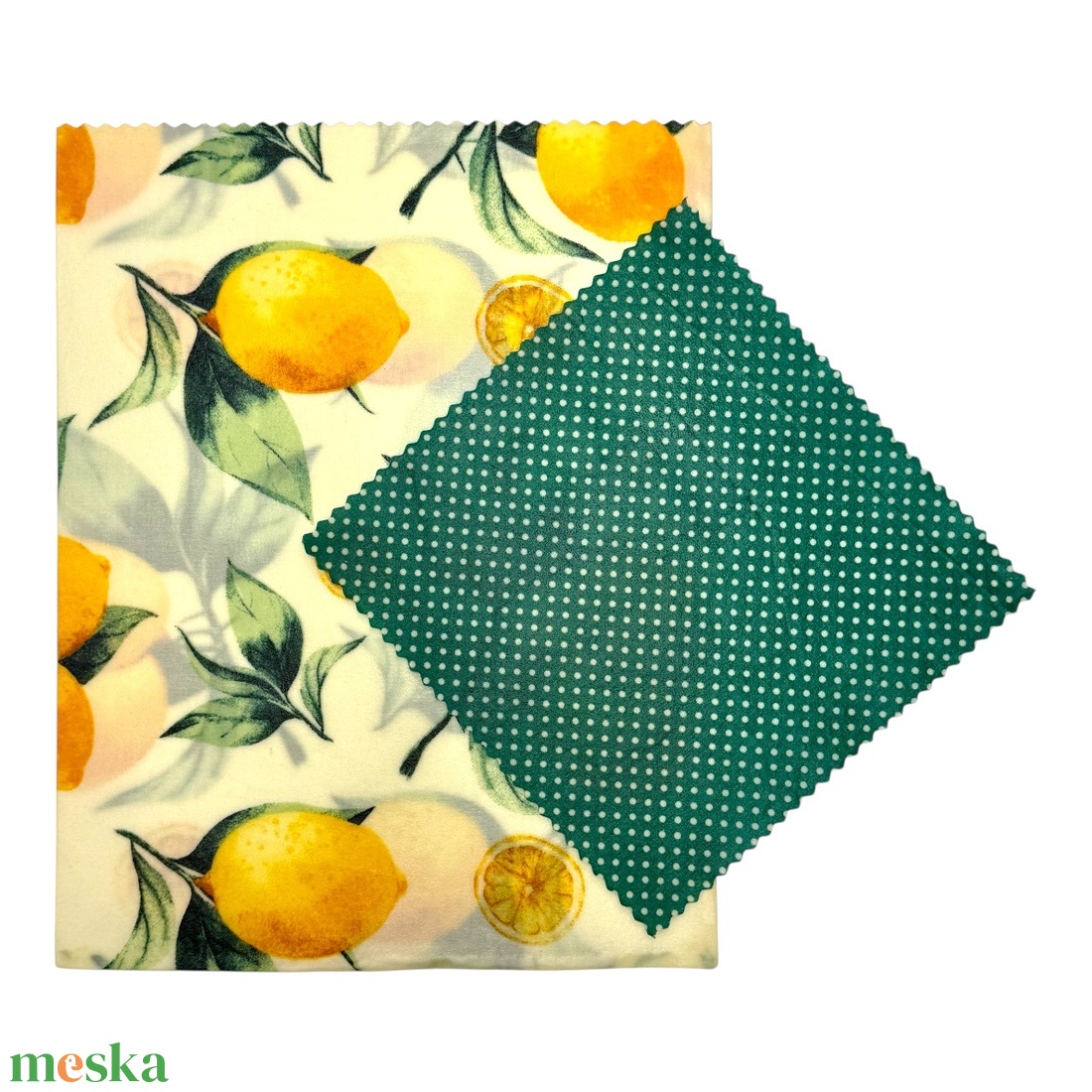 Nagy citrom mintás méhviaszos tasak és kendő szettben - táska & tok - uzsonna- & ebéd tartó - szendvics csomagoló - Meska.hu