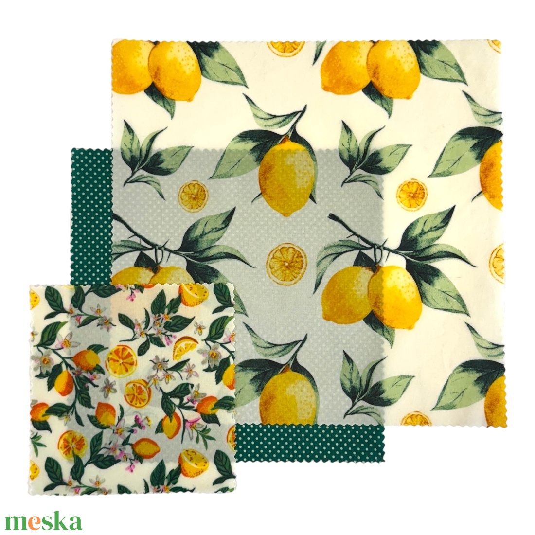 Méhviaszos kendő csomag (Citromos-Citromvirágos, Nagyobb L) - otthon & életmód - konyhafelszerelés, tálalás - konyhai textil - szalvéta - Meska.hu