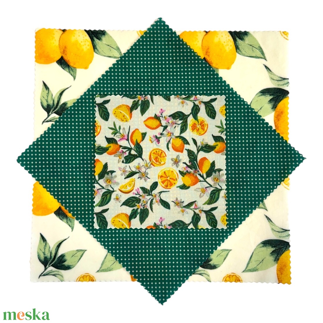 Méhviaszos kendő csomag (Citromos-Citromvirágos, Nagyobb L) - otthon & életmód - konyhafelszerelés, tálalás - konyhai textil - szalvéta - Meska.hu