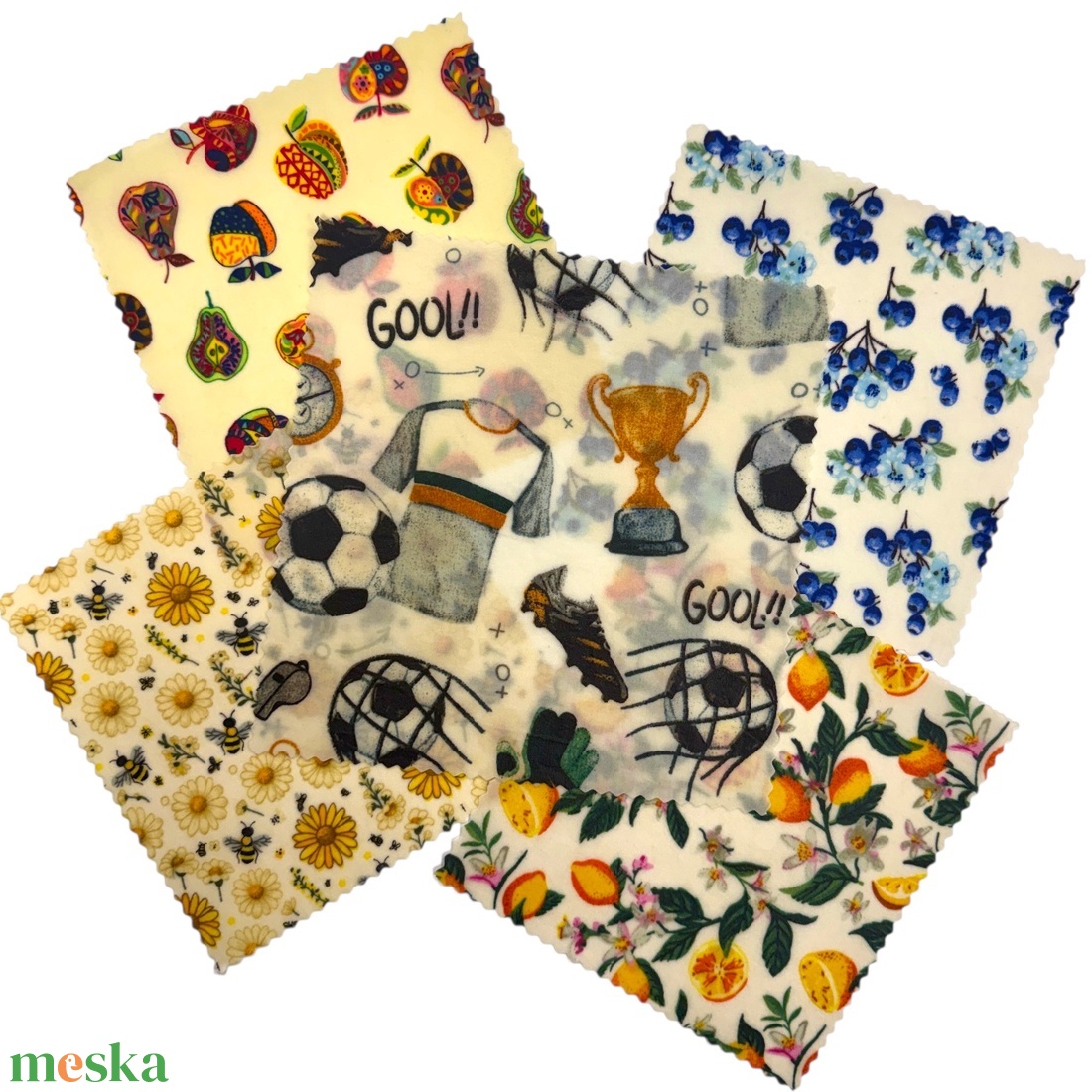 5 darabos méhviaszos kendő szett � S-es méret, meglepetés színben és mintával! - otthon & életmód - konyhafelszerelés, tálalás - konyhai textil - szalvéta - Meska.hu