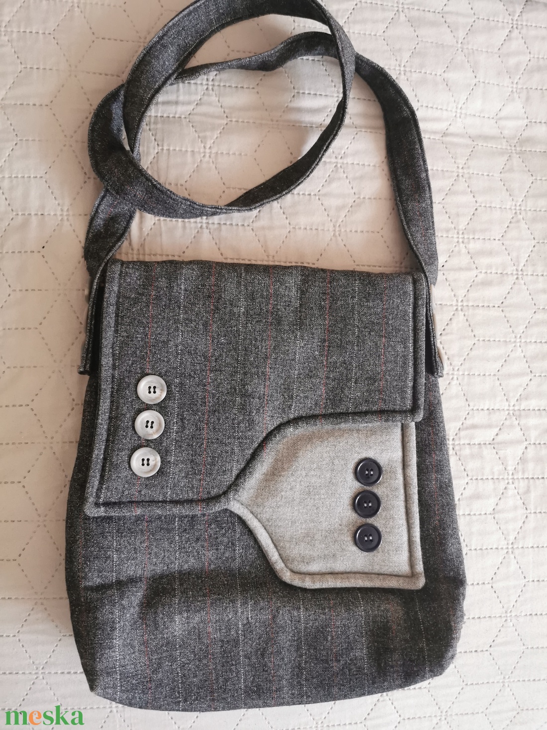 Zakó stílusú váll/oldaltáska - táska & tok - kézitáska & válltáska - vállon átvethető táska - Meska.hu