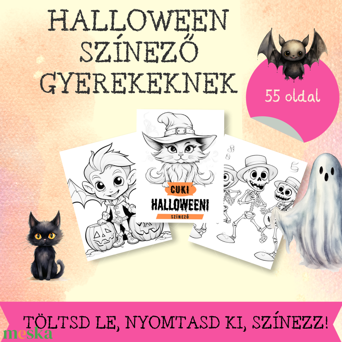 Halloween cuki színező gyerekeknek - otthon & életmód - dekoráció - halloween - halloweeni meghívó, képeslap, ajándékkísérő - Meska.hu Halloween cuki színező gyerekeknek - otthon & életmód - dekoráció - halloween - halloweeni meghívó, képeslap, ajándékkísérő - Meska.hu