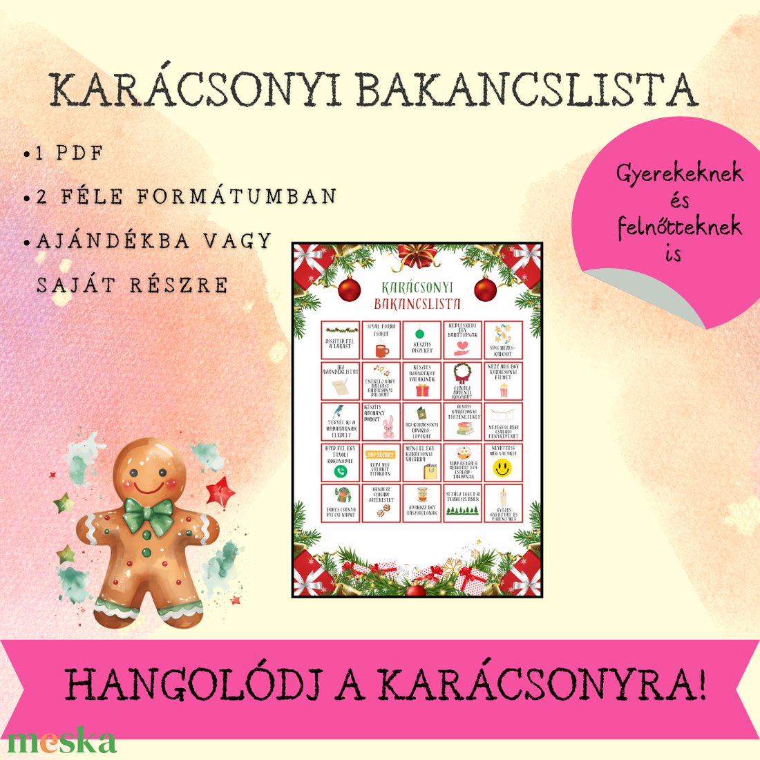 Karácsonyi bakancslista nem csak gyerekeknek - karácsony - adventi díszek - adventi naptár - Meska.hu