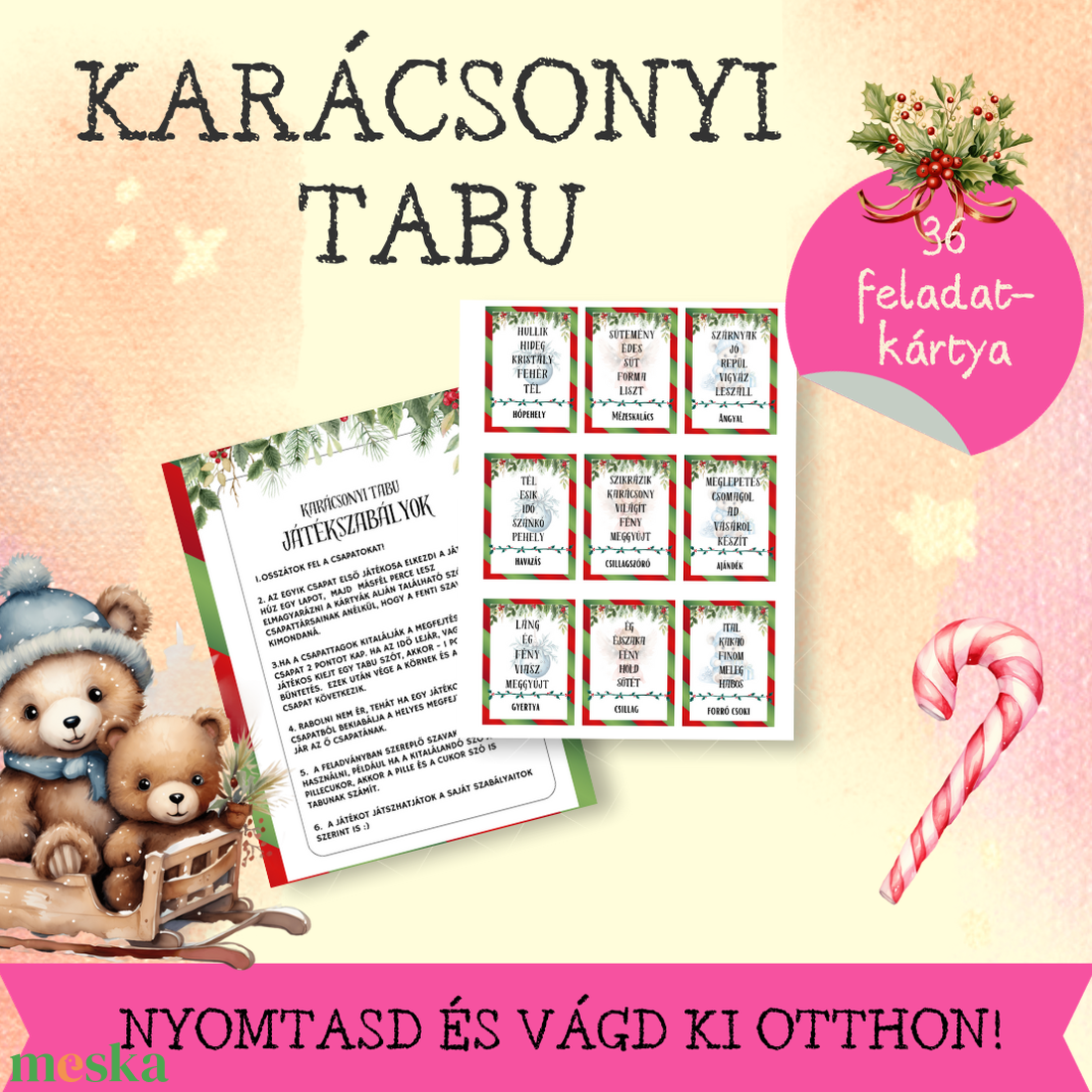 Karácsonyi TABU gyerekeknek - játék & sport - készségfejlesztő és logikai játék - memória játékok - Meska.hu