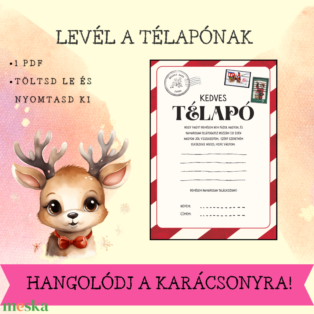 Levél a Télapónak - karácsony - karácsonyi ajándékozás - karácsonyi képeslap, üdvözlőlap, ajándékkísérő - Meska.hu
