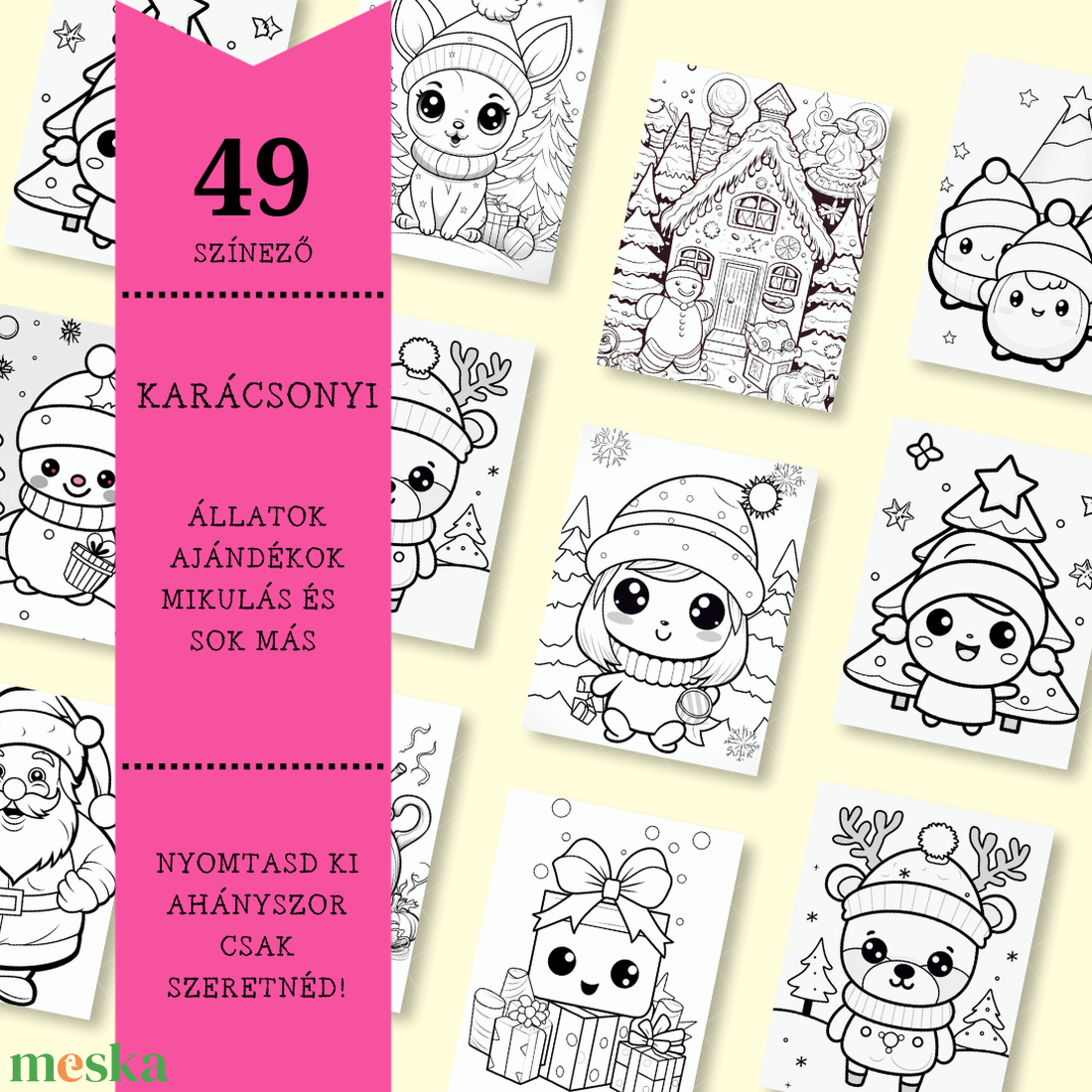 Karácsonyi cuki színező gyerekeknek - játék & sport - készségfejlesztő és logikai játék - szín és formaválogató játékok - Meska.hu