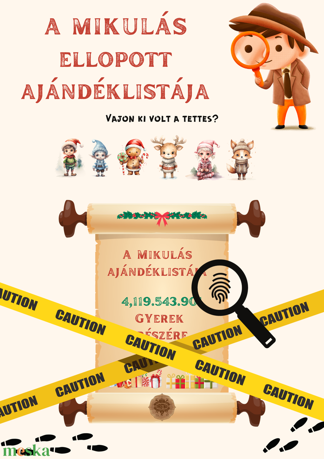 Az ellopott ajándéklista - karácsonyi nyomozós játék gyerekekeknek - játék & sport - készségfejlesztő és logikai játék - logikai játékok - Meska.hu Az ellopott ajándéklista - karácsonyi nyomozós játék gyerekekeknek - játék & sport - készségfejlesztő és logikai játék - logikai játékok - Meska.hu