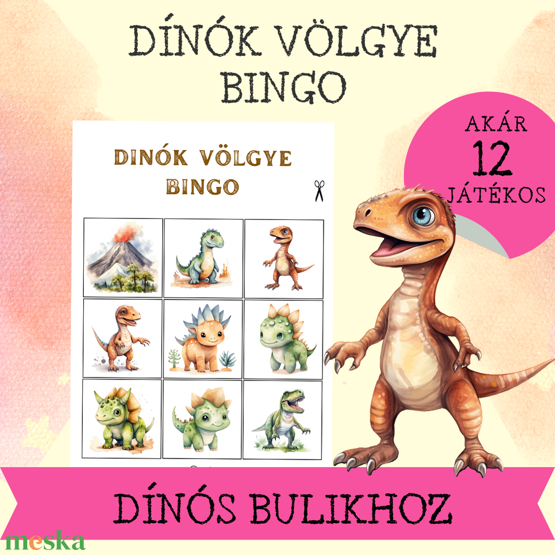 Dínók völgye BINGO gyerekeknek - játék & sport - táblajáték és kártyajáték - bingó - Meska.hu