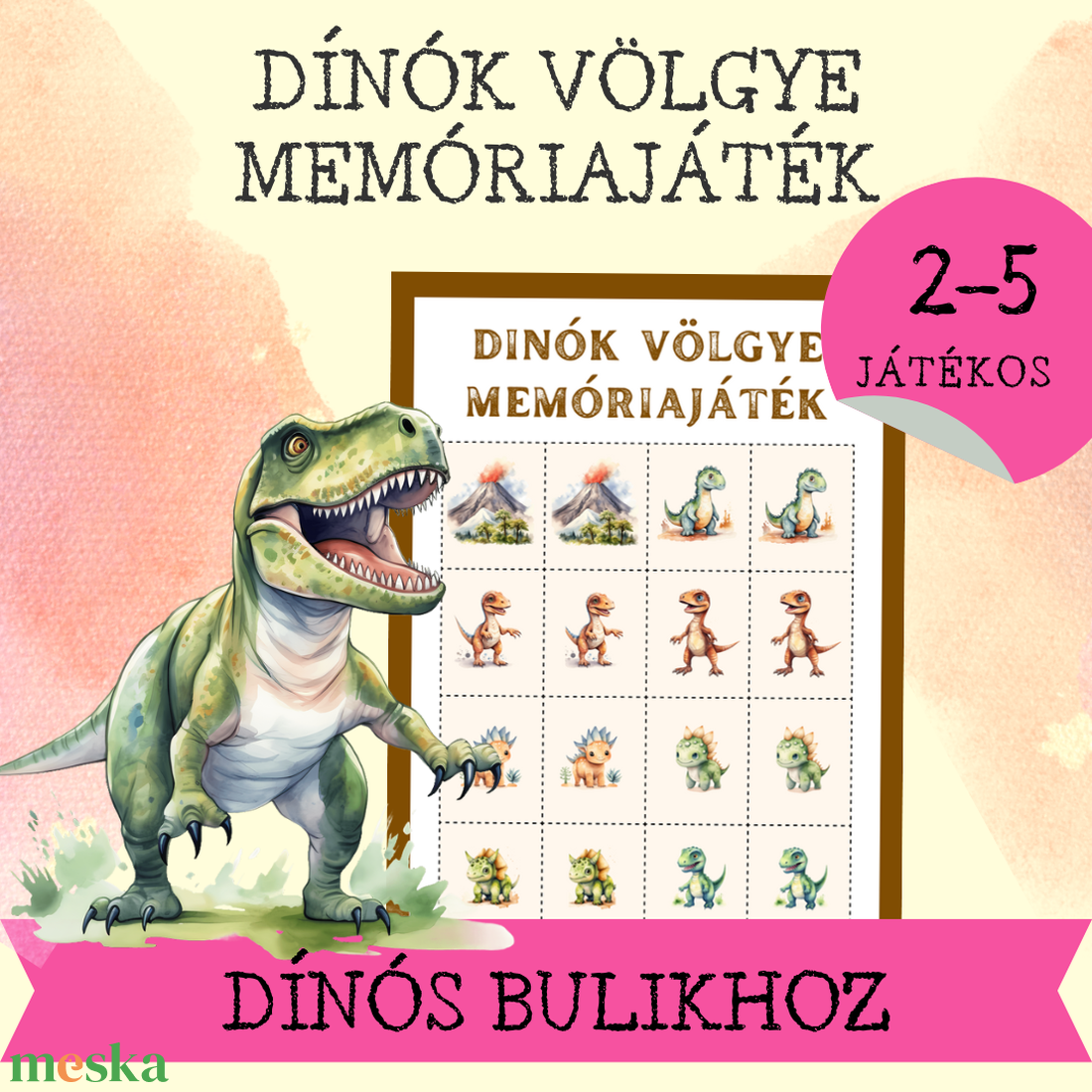 Dínók völgye memóriajáték gyerekeknek - játék & sport - készségfejlesztő és logikai játék - memória játékok - Meska.hu