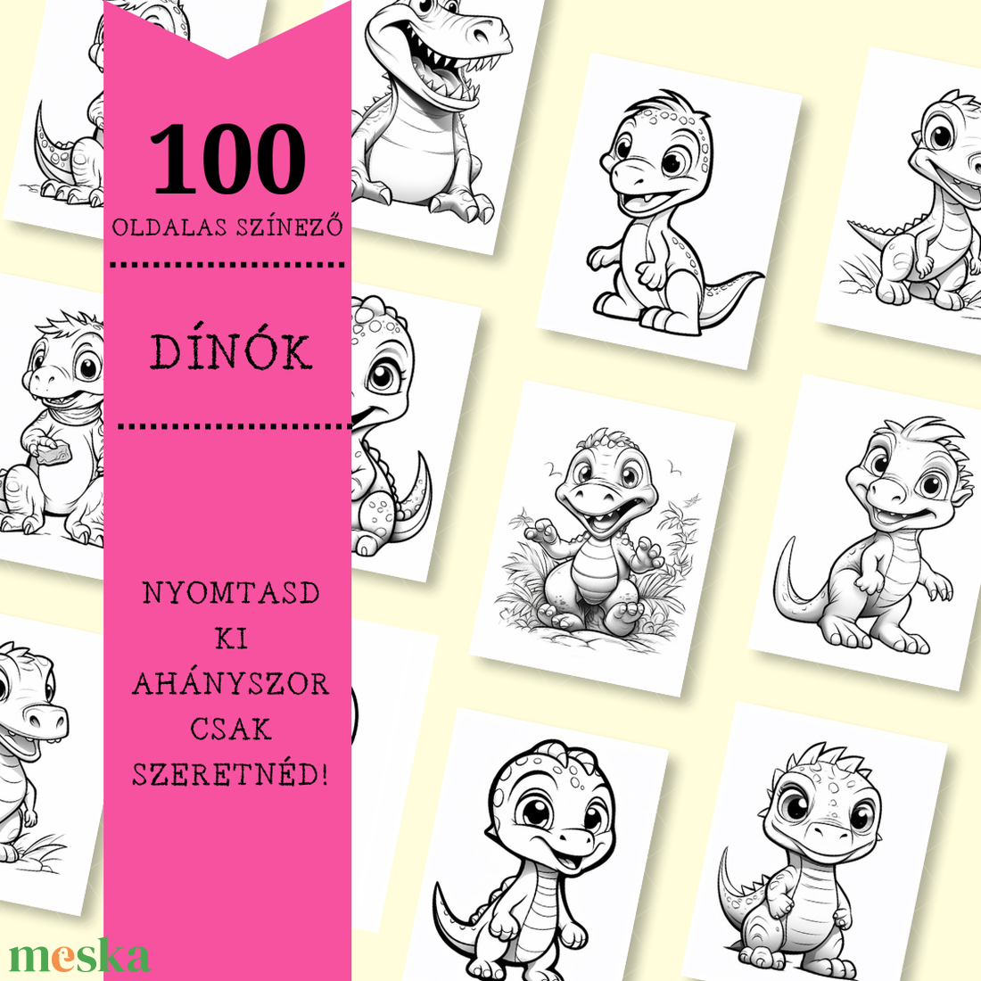 Dínós színező 100 oldallal - otthon & életmód - papír, írószer - jegyzetfüzet & napló - Meska.hu Dínós színező 100 oldallal - otthon & életmód - papír, írószer - jegyzetfüzet & napló - Meska.hu