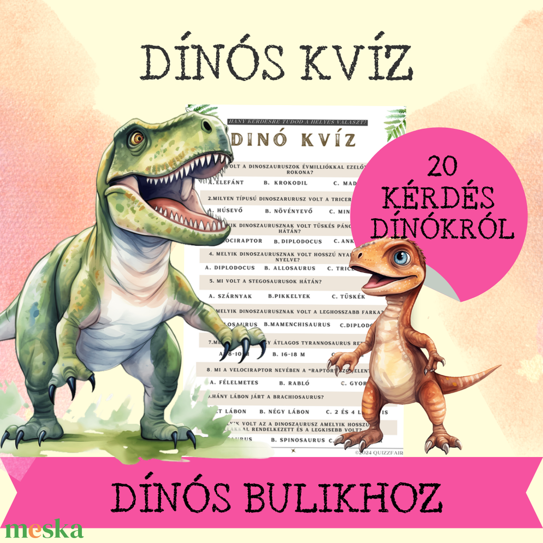Dínós kvíz 20 kérdéssel -  - Meska.hu