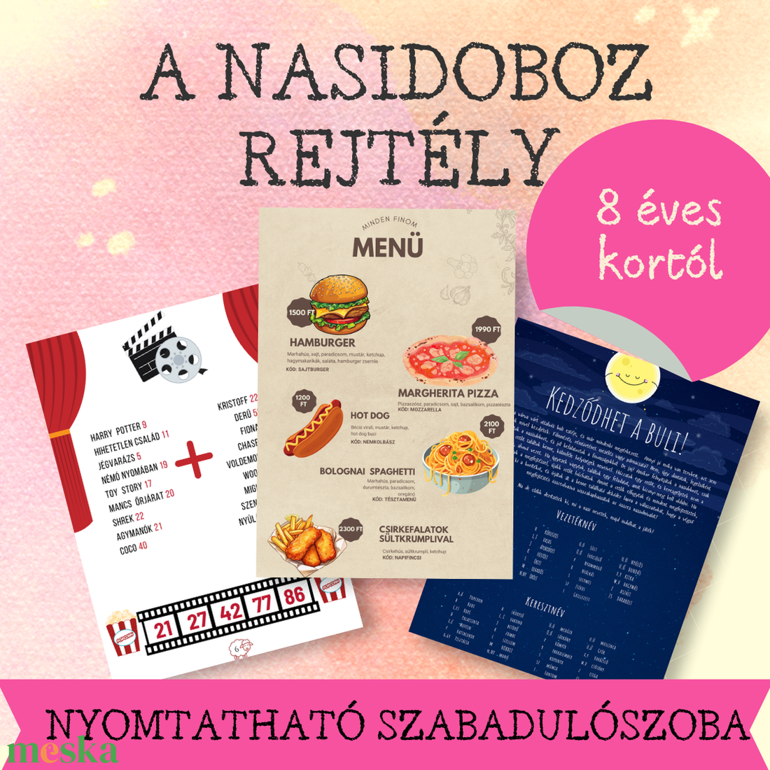 Ottalvós buli - A nasidoboz rejtély nyomtatható szabadulószoba - játék & sport - táblajáték és kártyajáték - társasjátékok - Meska.hu Ottalvós buli - A nasidoboz rejtély nyomtatható szabadulószoba - játék & sport - táblajáték és kártyajáték - társasjátékok - Meska.hu