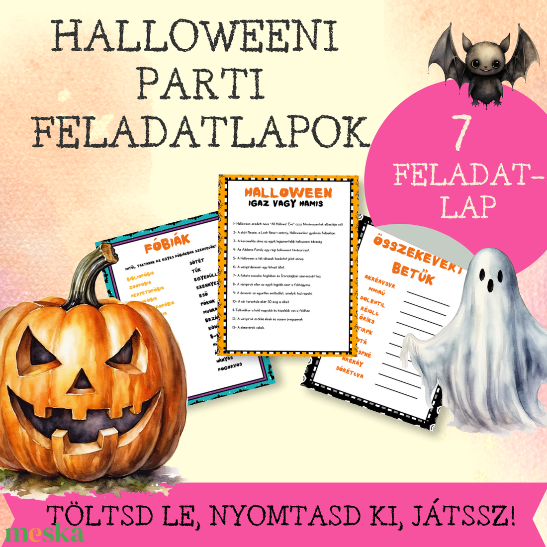 Halloween party feladatlapok - játék & sport - készségfejlesztő és logikai játék - logikai játékok - Meska.hu