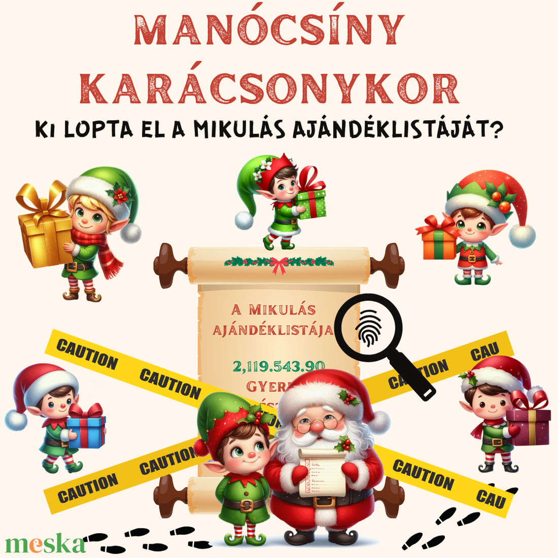 Manócsíny Karácsonykor- karácsonyi nyomozós játrekekeknekék gye - játék & sport - készségfejlesztő és logikai játék - logikai játékok - Meska.hu