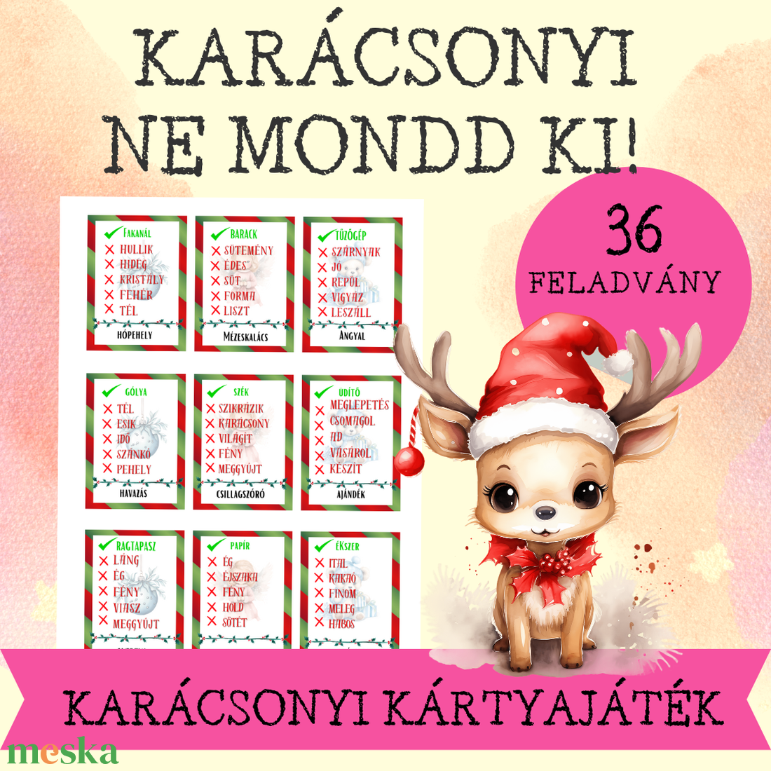 Karácsonyi Ne mondd ki! - játék & sport - táblajáték és kártyajáték - bingó - Meska.hu