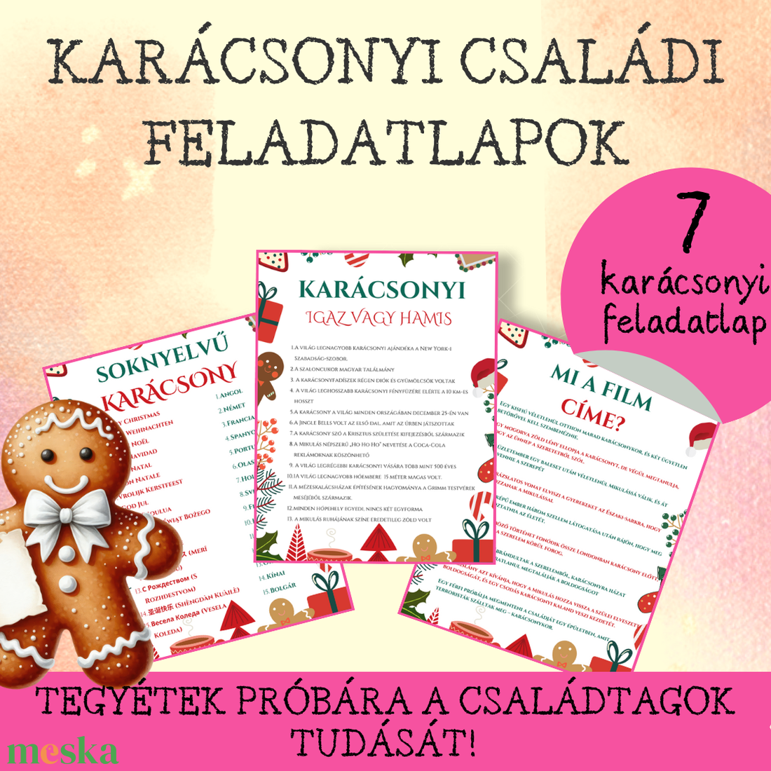 Karácsonyi családi feladatlapok - játék & sport - készségfejlesztő és logikai játék - logikai játékok - Meska.hu
