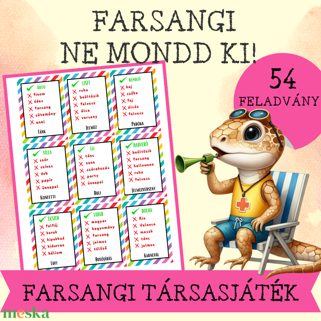 Farsangi Ne mondd ki! - játék & sport - táblajáték és kártyajáték - bingó - Meska.hu