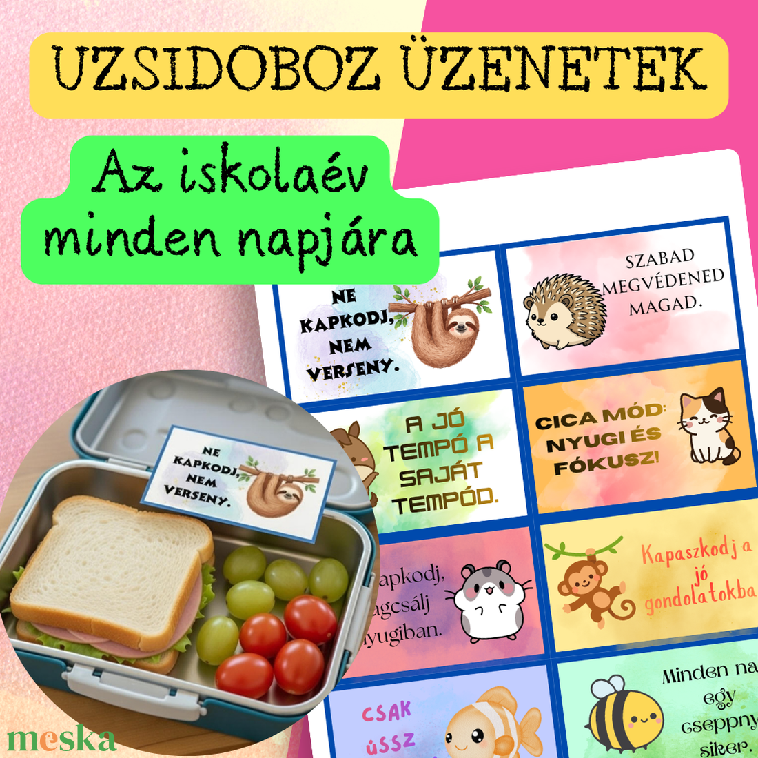 Uzsonnásdoboz üzenetek gyerekeknek - táska & tok - uzsonna- & ebéd tartó - ebéd tasak, doboz - Meska.hu