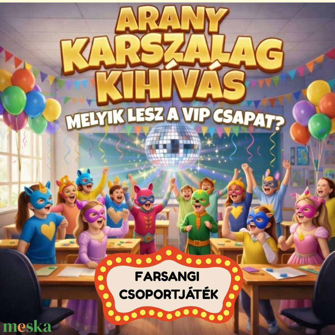 Farsangi Arany Karszalag Kihívás - csoportjáték gyerekeknek - játék & sport - készségfejlesztő és logikai játék - logikai játékok - Meska.hu