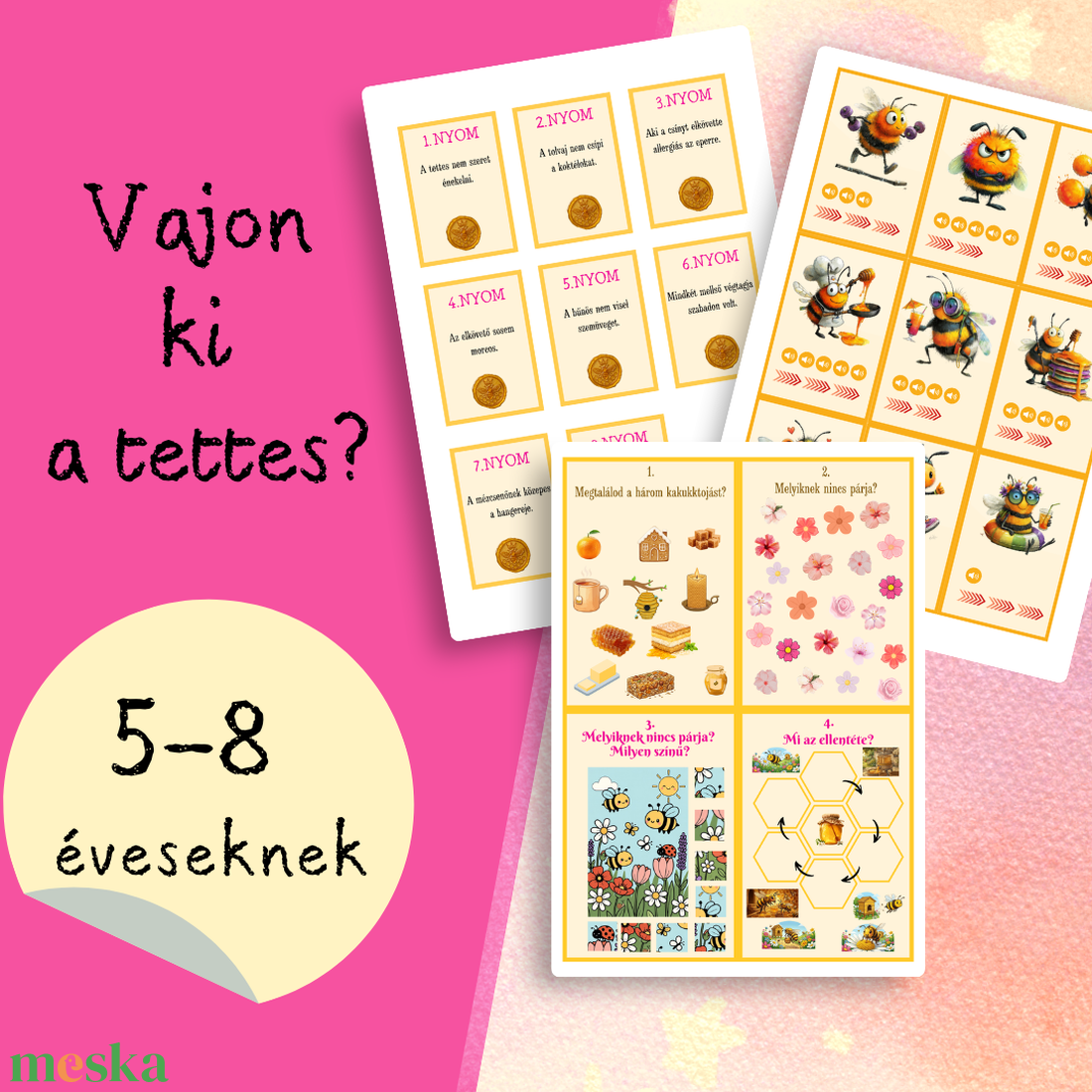 A méhkirálynő megdézsmált készlete - méhecskés kincsvadászat - játék & sport - készségfejlesztő és logikai játék - logikai játékok - Meska.hu
