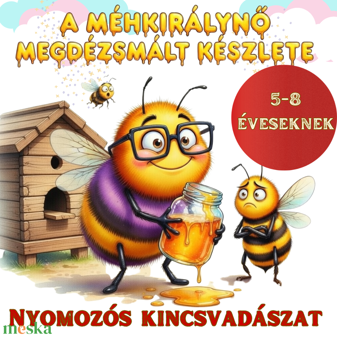 A méhkirálynő megdézsmált készlete - méhecskés kincsvadászat - játék & sport - készségfejlesztő és logikai játék - logikai játékok - Meska.hu