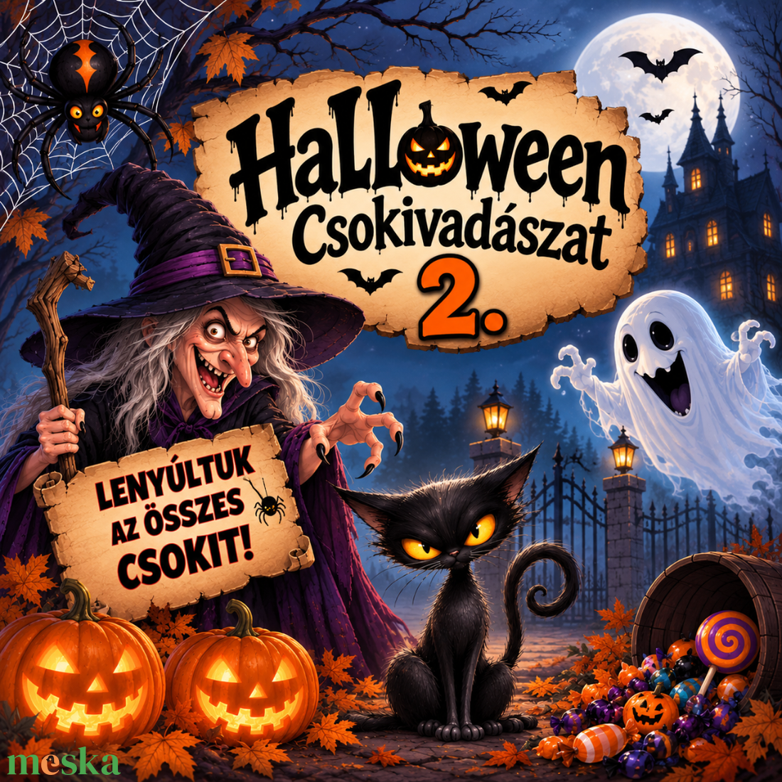 Halloween csokivadászat gyerekeknek 2 - otthon & életmód - dekoráció - halloween - halloweeni meghívó, képeslap, ajándékkísérő - Meska.hu