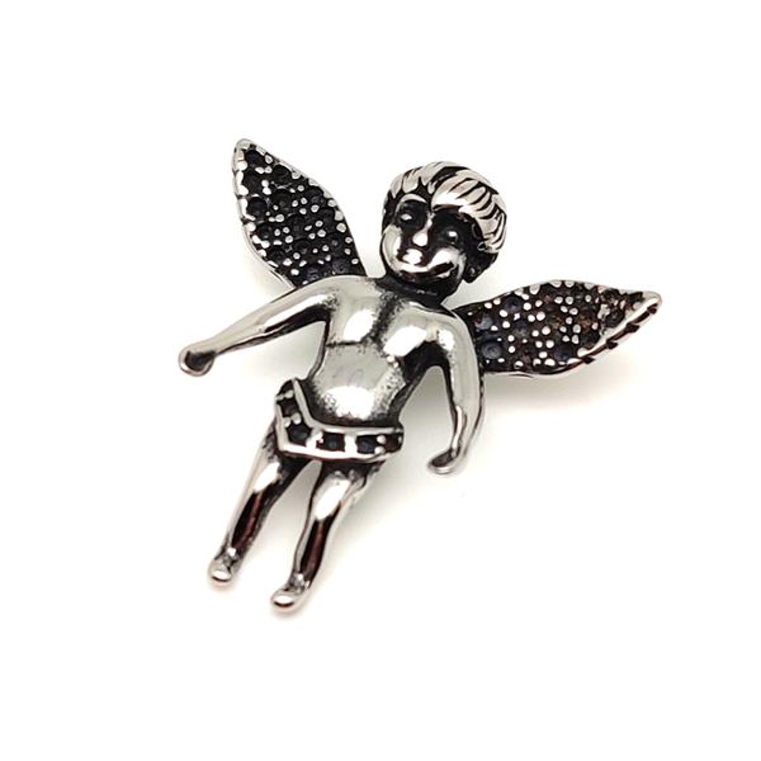 Medál acél angyal 3,5x3,5cm - ékszer - nyaklánc - medál - Meska.hu