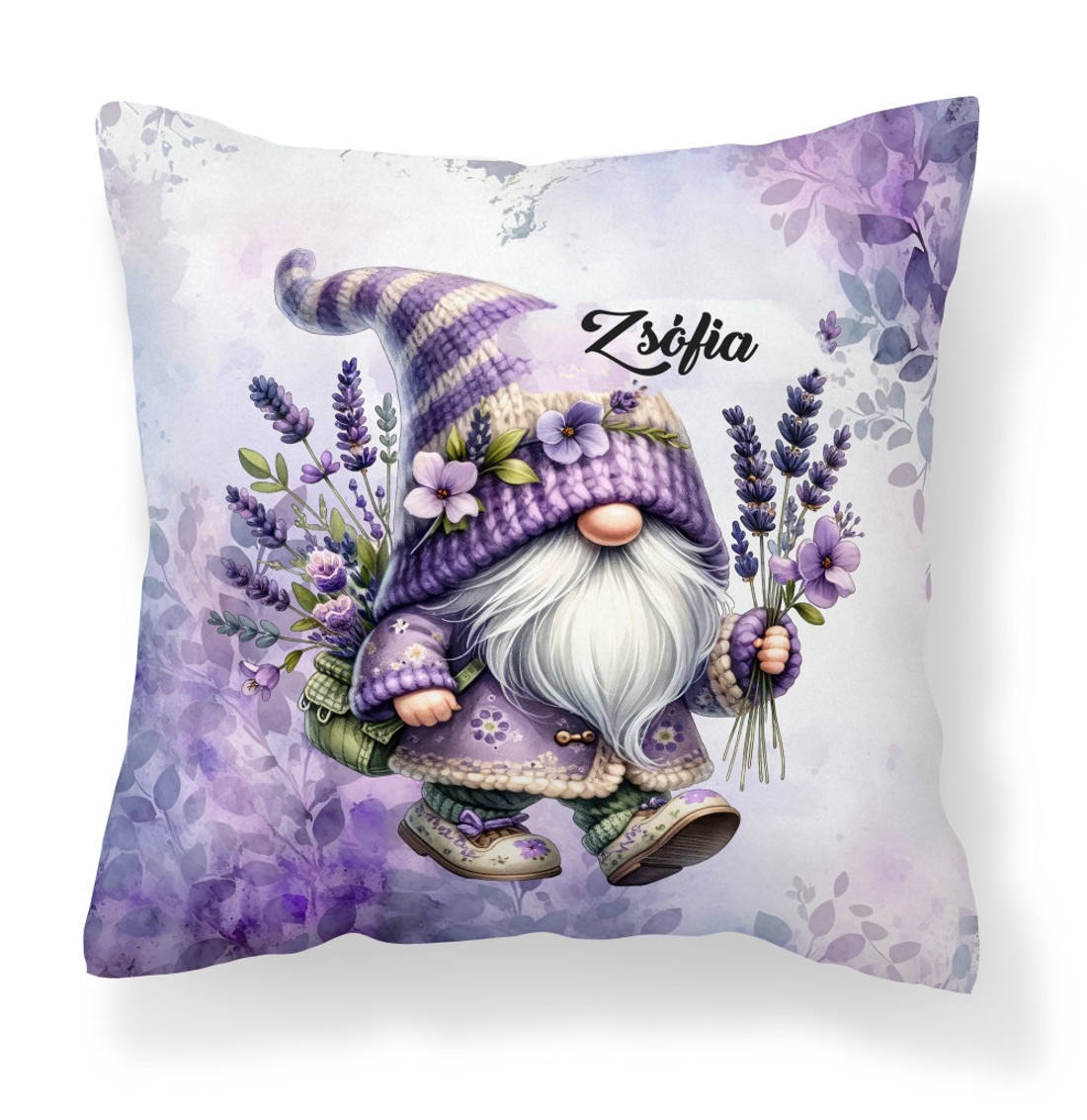 Névvel kérhető - Kalandor Levendulás manó mintás párna - otthon & életmód - lakástextil - párna & párnahuzat - díszpárna (belsővel együtt) - Meska.hu