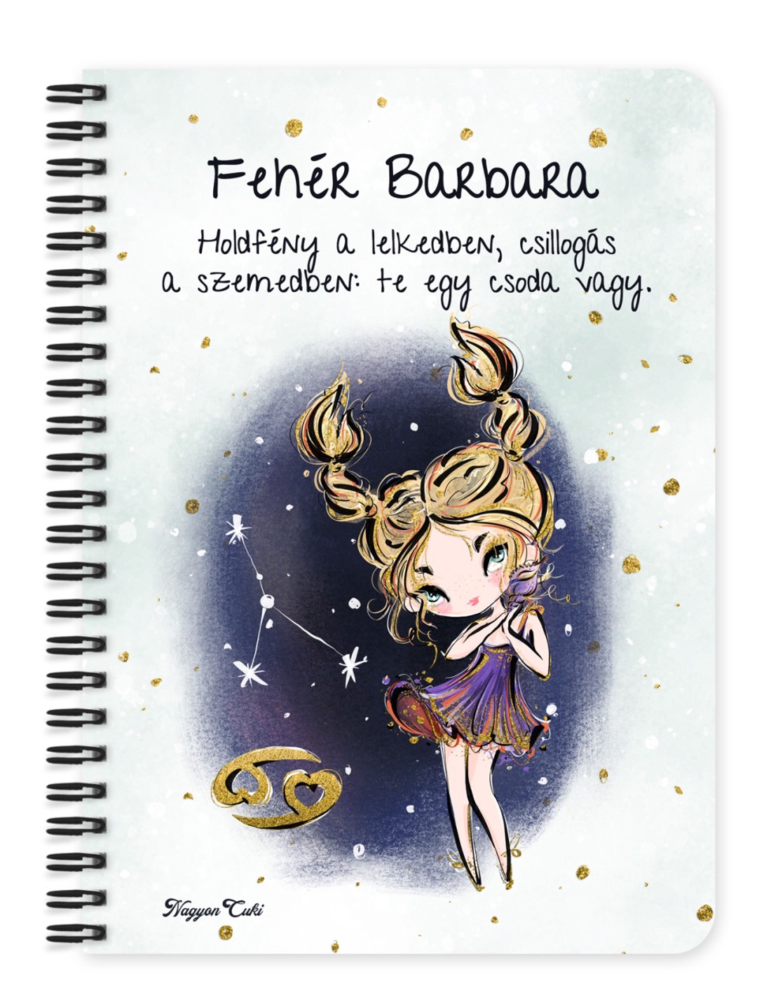 Személyre szabható - Szőke hajú Csini Rák lány mintás A5-ös füzet - otthon & életmód - papír, írószer - jegyzetfüzet & napló - Meska.hu
