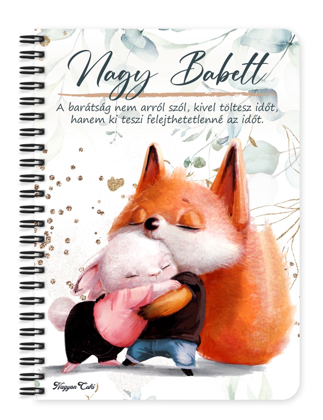 Személyre szabható - Nyuszi és Róka mintás A6-os füzet - otthon & életmód - papír, írószer - jegyzetfüzet & napló - Meska.hu