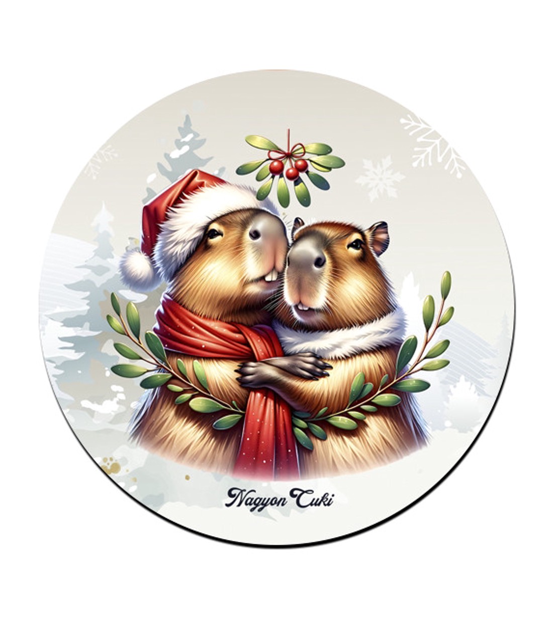 Cuki Karácsonyi capybara pár mintás pohár alátét - otthon & életmód - konyhafelszerelés, tálalás - tálalás - tányér- és poháralátét - Meska.hu