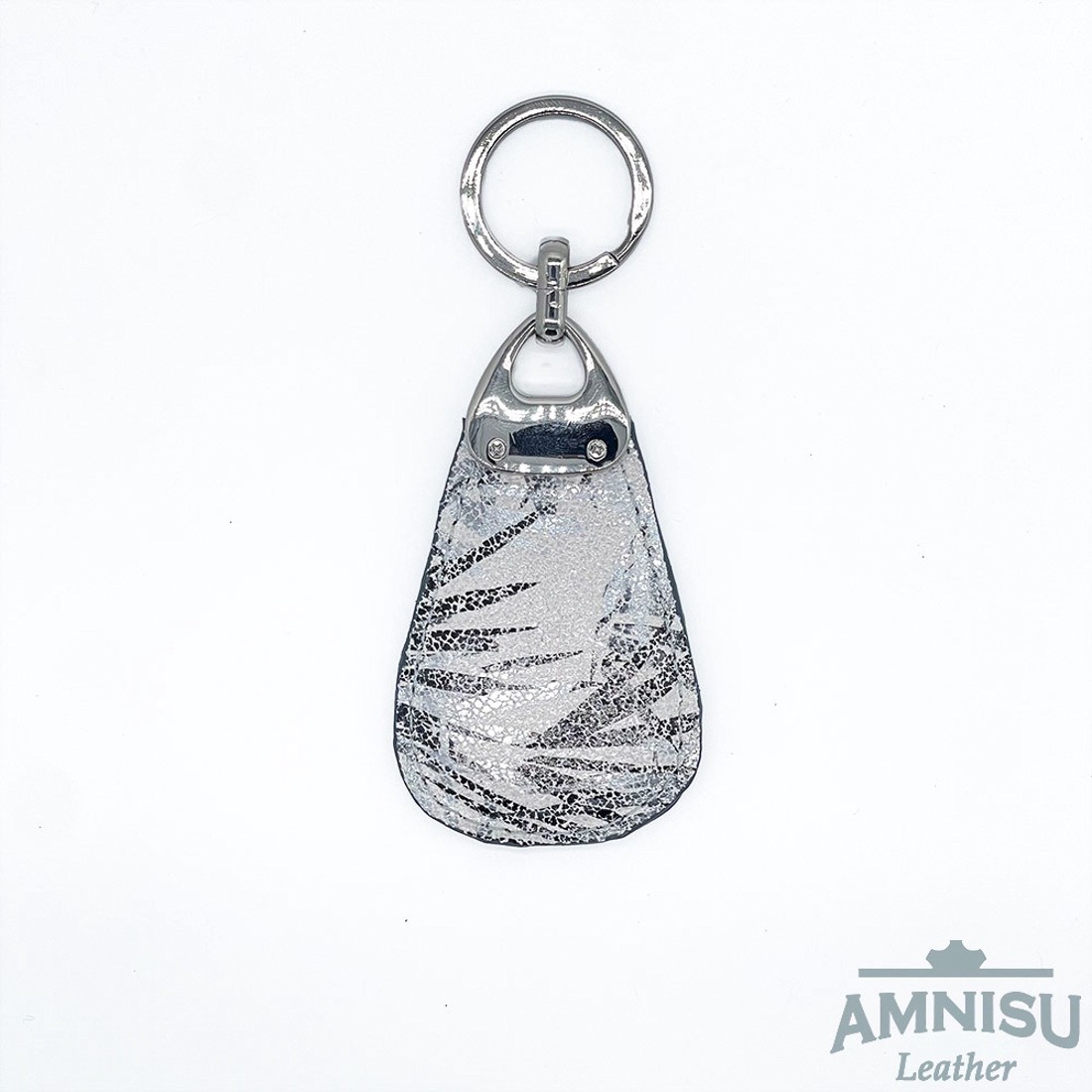Fehér - fekete mozaik mintás csepp alakú swarovski köves bőr kulcstartó H3018 - táska & tok - kulcstartó & táskadísz - kulcstartó - Meska.hu