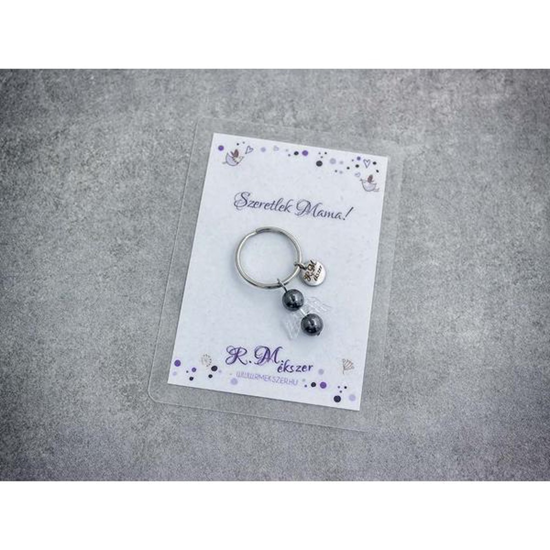 Szeretlek Mama kulcstartó hematittal - táska & tok - kulcstartó & táskadísz - kulcstartó - Meska.hu