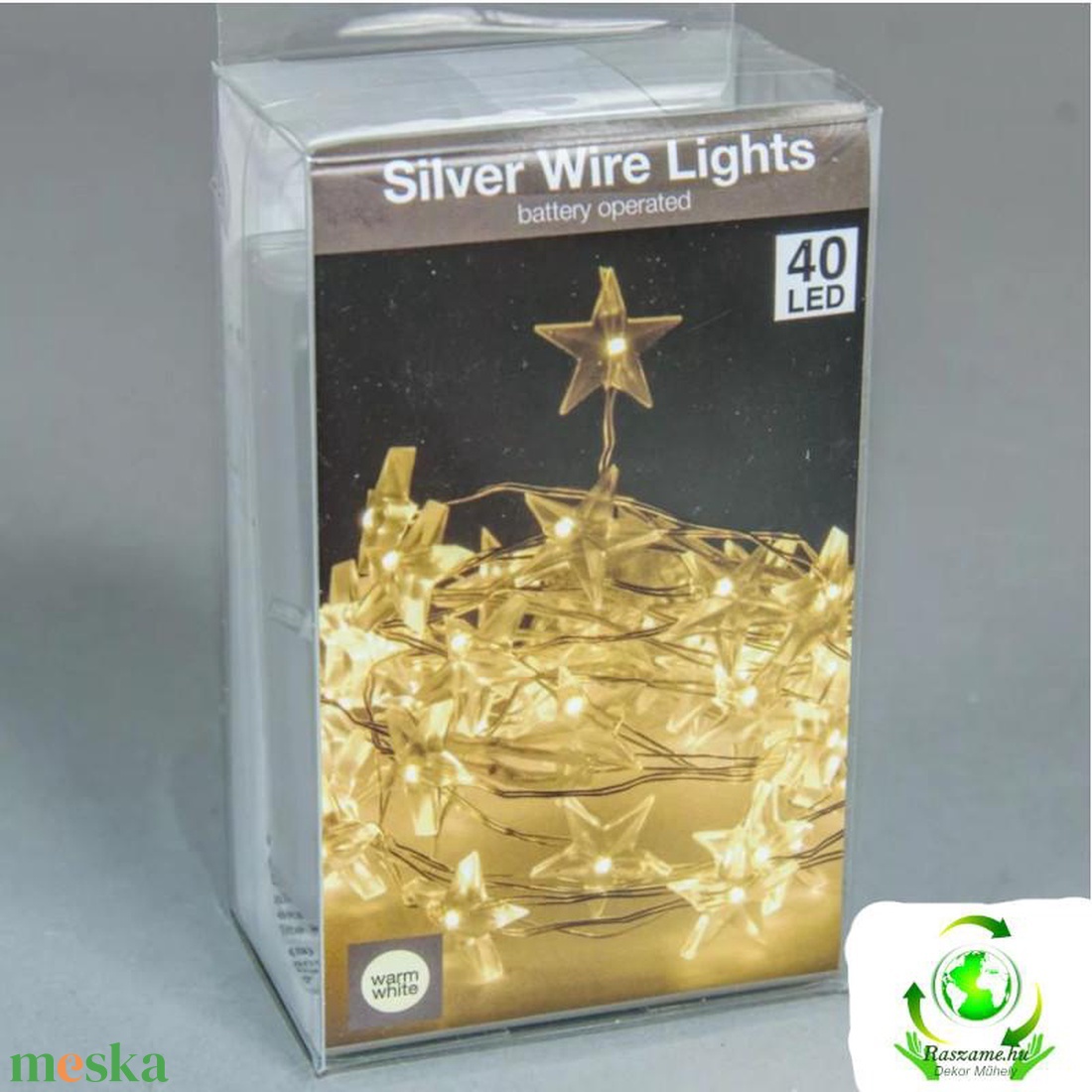 40 led-es ezüst drótkábeles csillagfüzér elemes (elem nélkül) - meleg fehér - kellékek & szerszámok - dekorációs kellékek - egyéb kellékek - Meska.hu 40 led-es ezüst drótkábeles csillagfüzér elemes (elem nélkül) - meleg fehér - kellékek & szerszámok - dekorációs kellékek - egyéb kellékek - Meska.hu