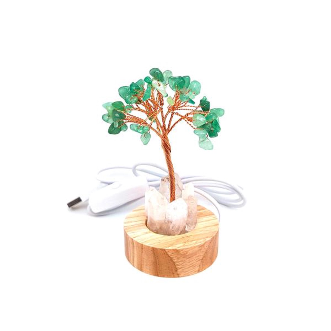 Lámpa fa talpas USB aventurin hegyi életfa 6cm - kellékek & szerszámok - ásvány alapanyag - ásvány lámpa - Meska.hu