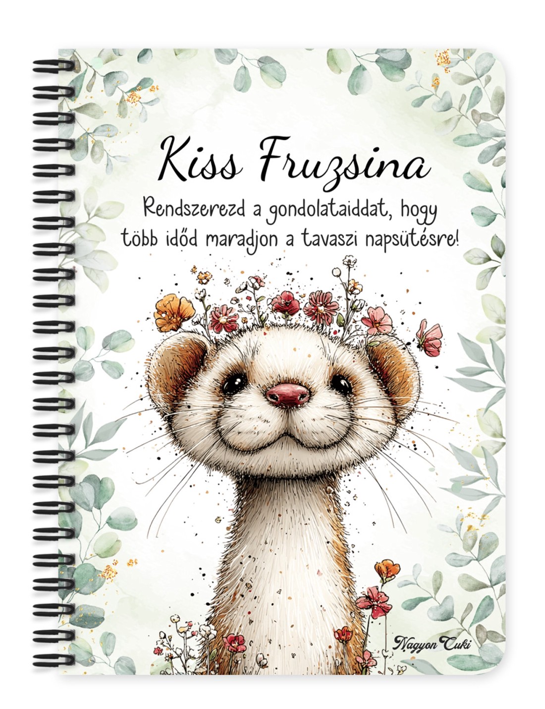 Személyre szabható - Tündéri hermelin, a kecses felfedező mintás A5-ös füzet - otthon & életmód - papír, írószer - jegyzetfüzet & napló - Meska.hu