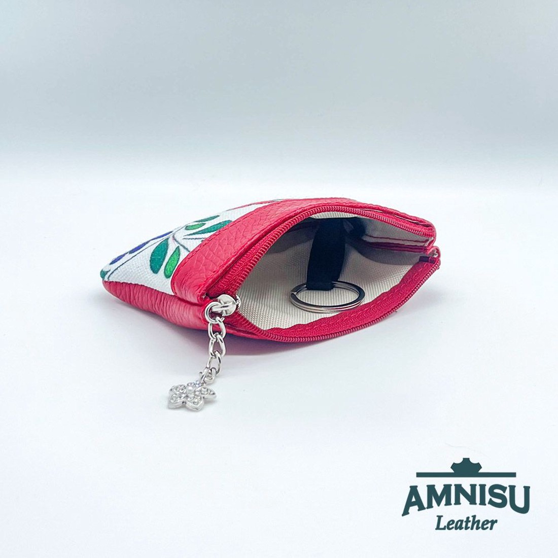 Piros - matyó mintás ívelt egy cipzáras kulcstartó C5017 - táska & tok - kulcstartó & táskadísz - kulcstartó - Meska.hu