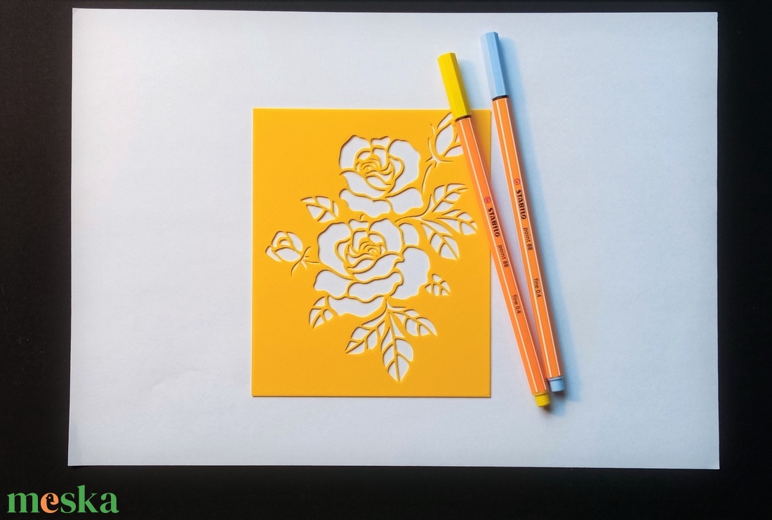 Stencil-Sablon: rózsa - diy (csináld magad) - Meska.hu