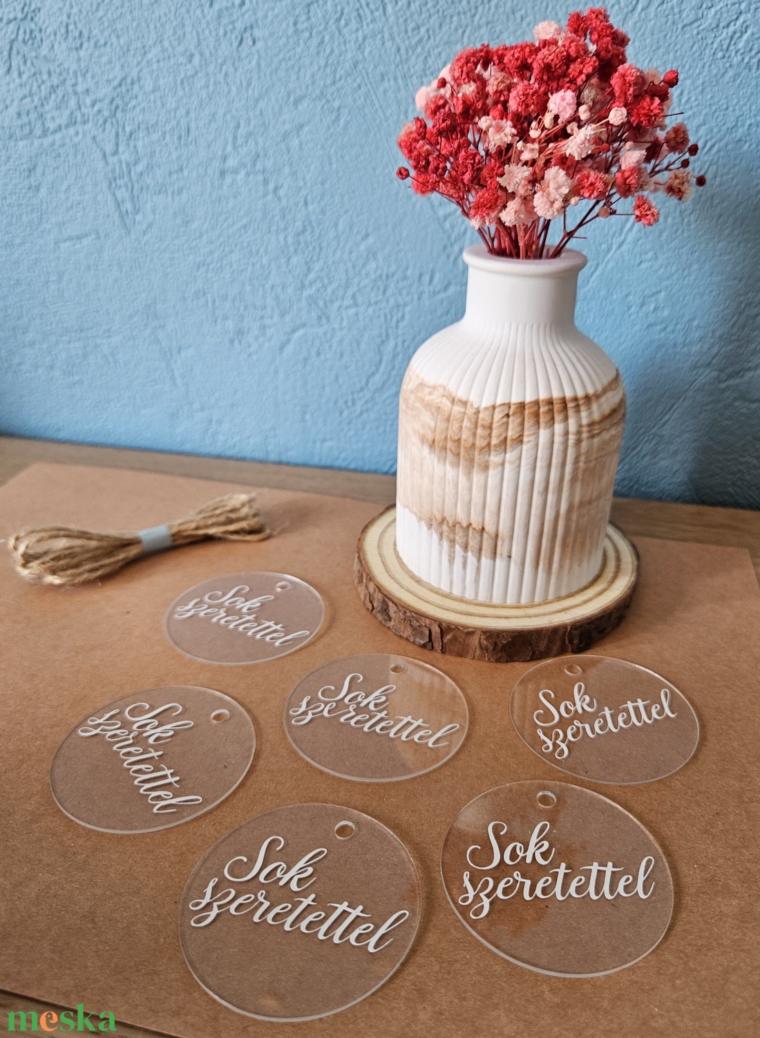 Akril ajándékkísérő szett (6 db)  - otthon & életmód - papír, írószer - ajándékozás kellékei - ajándékkísérő - Meska.hu