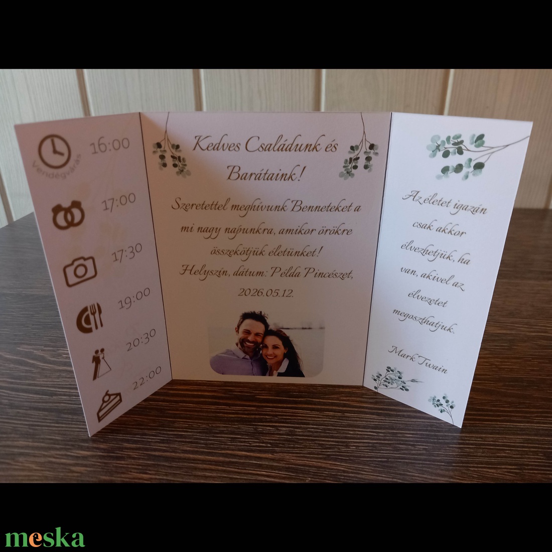 Esküvői meghívó (greenery) - esküvő - meghívó & kártya - meghívó - Meska.hu
