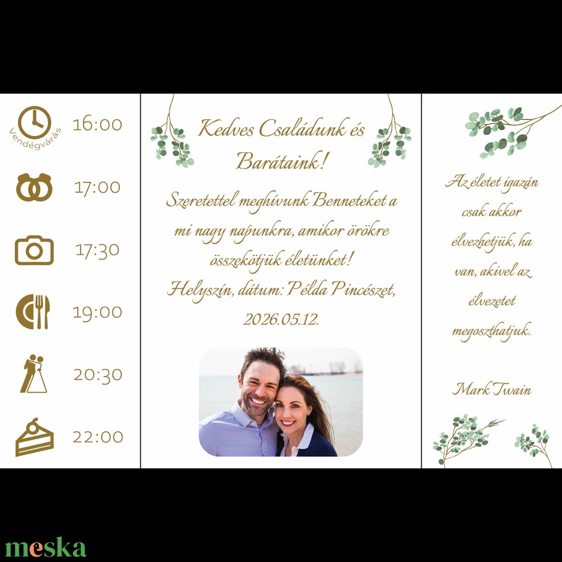 Esküvői meghívó (greenery) - esküvő - meghívó & kártya - meghívó - Meska.hu