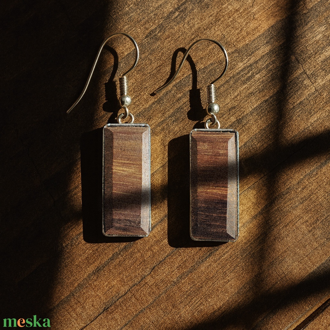 Fekete dió fülbevaló - ékszer - fülbevaló - lógó fülbevaló - Meska.hu